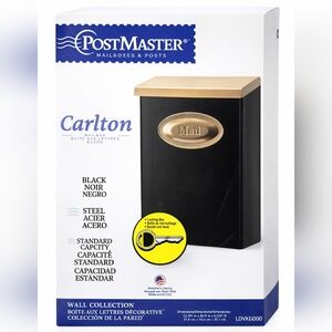 PostMaster Carlton Locking Wall Mount Mailbox Black Steel Outdoor Mailbox